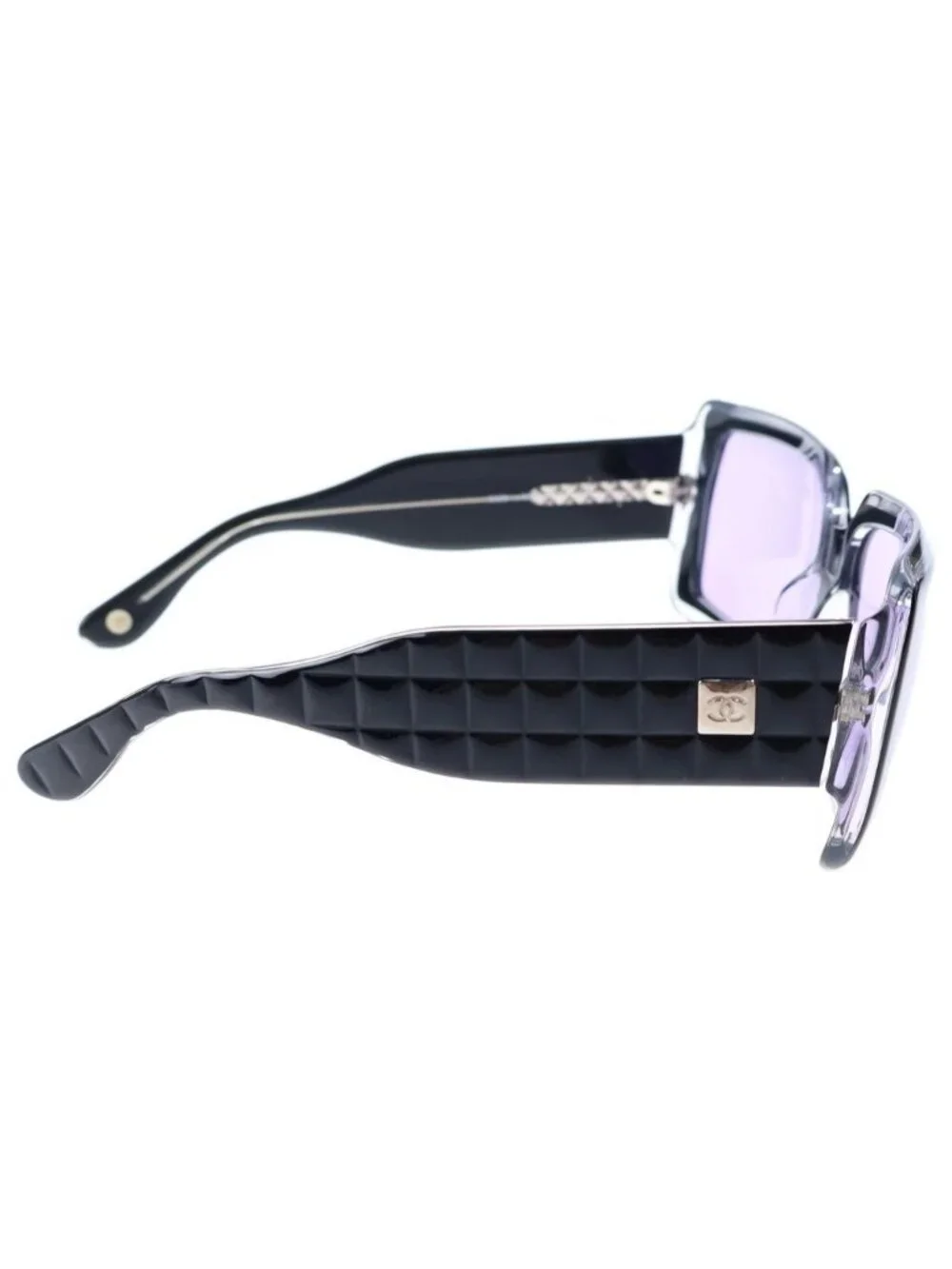 Chanel Choco Bar Square Frame Sunglasses Eyewear 56 Black Purple